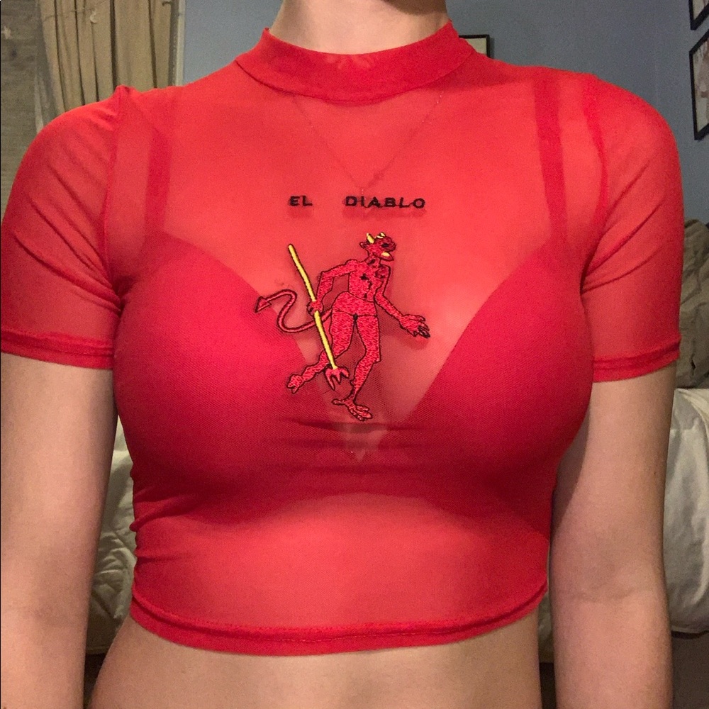 Sheer crop top El Diablo